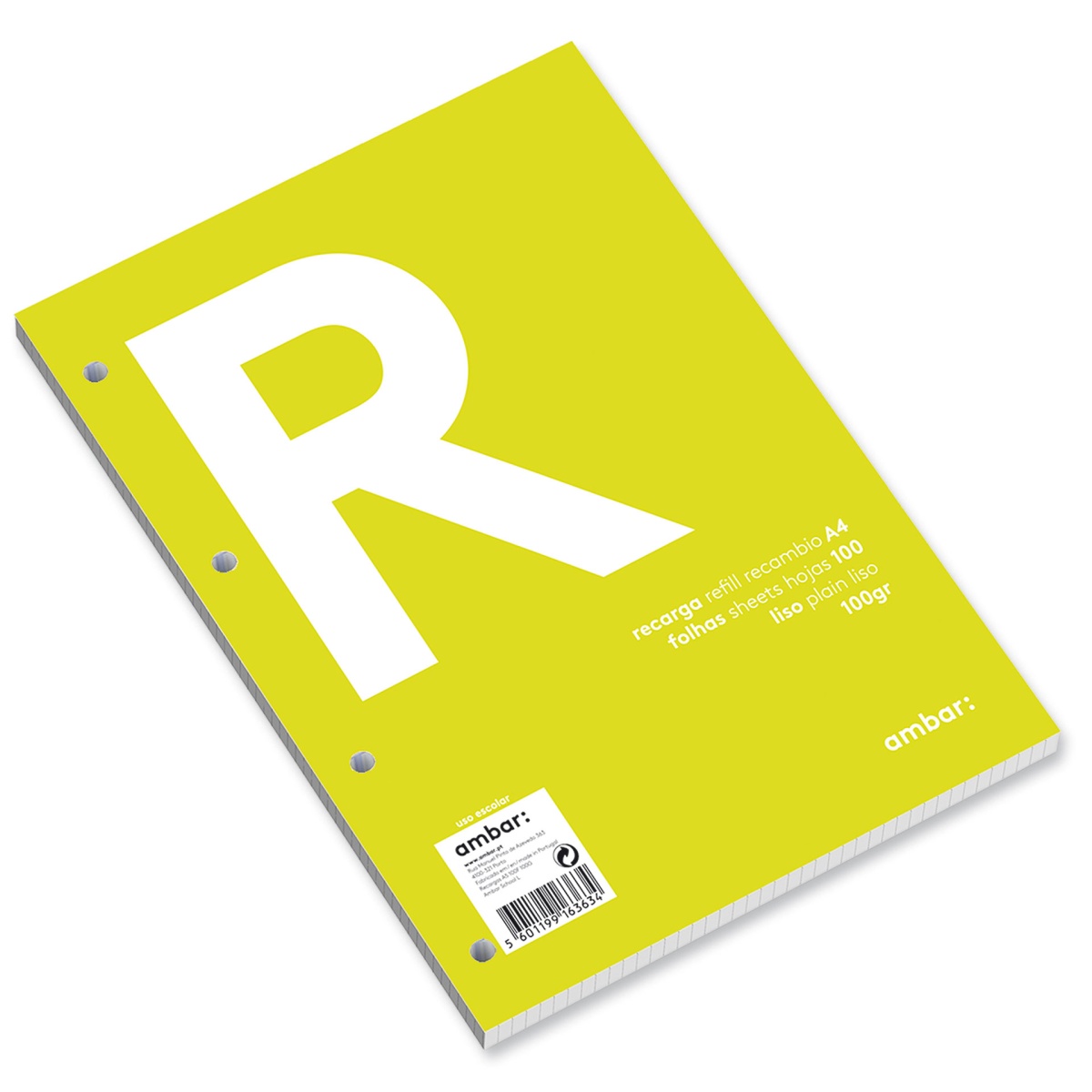 Recarga A4 AMBAR School lisa 100 folhas 100g