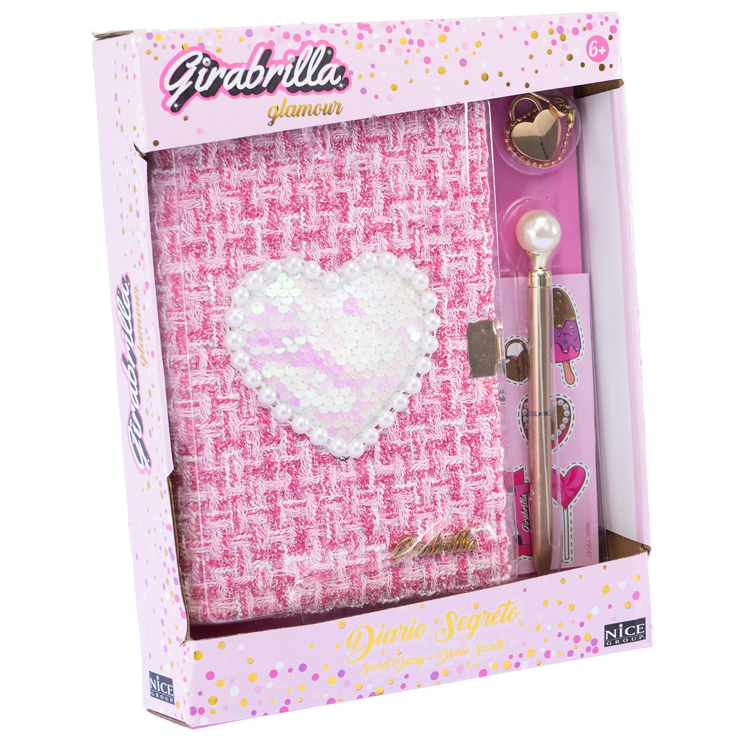 Diário e lápis e autocolantes NICE Girabrilla