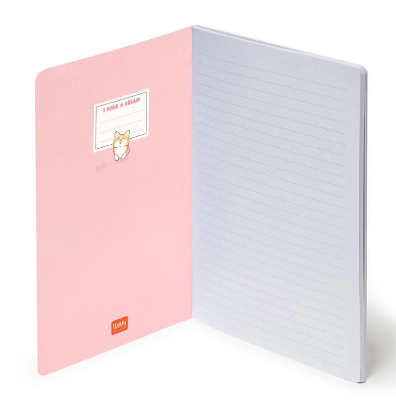 Caderno Grande B5 Pautado Corgi Legami