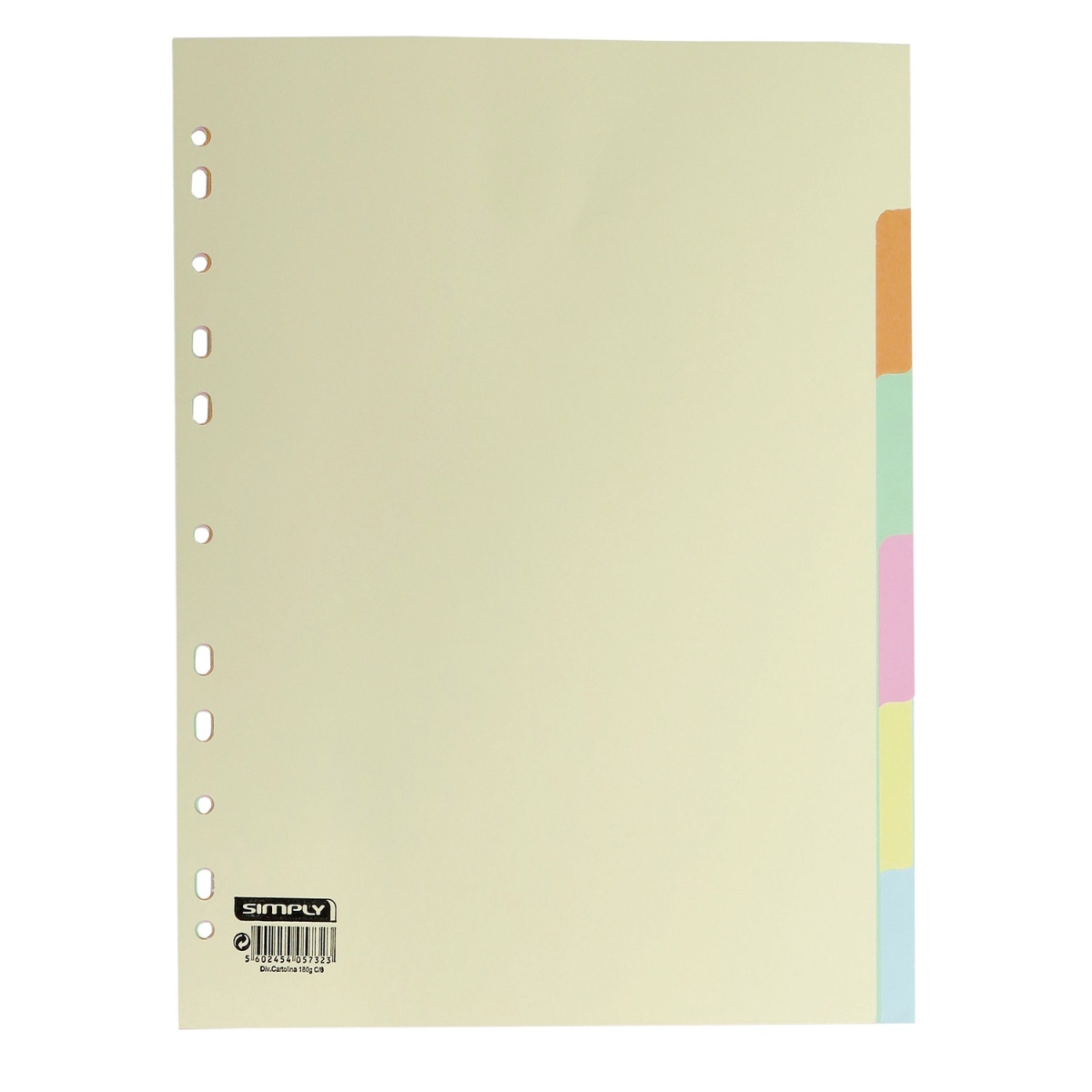 Separador cartolina A4 6 posições SIMPLY cores sortidas