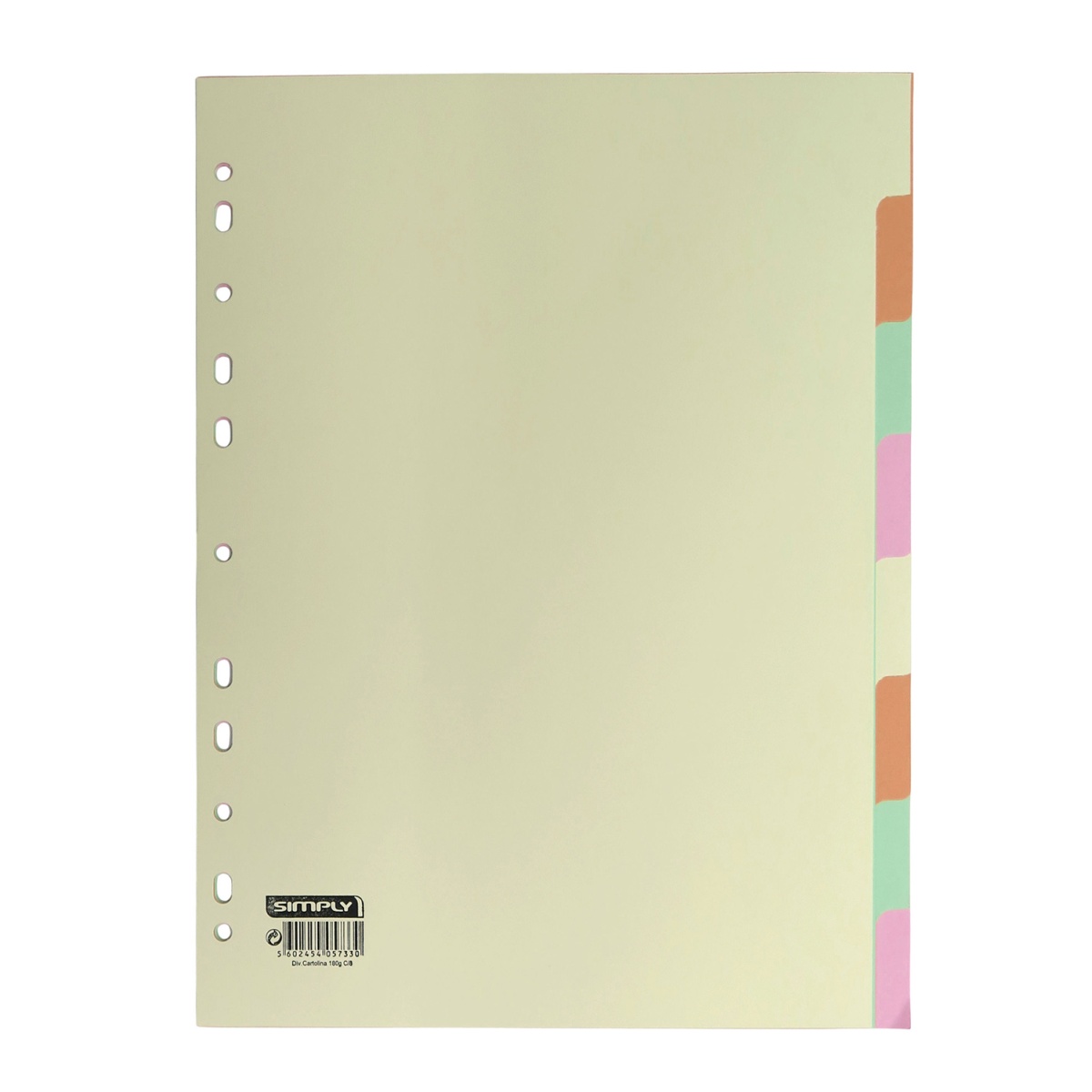 Separador cartolina A4 8 posições SIMPLY cores sortidas