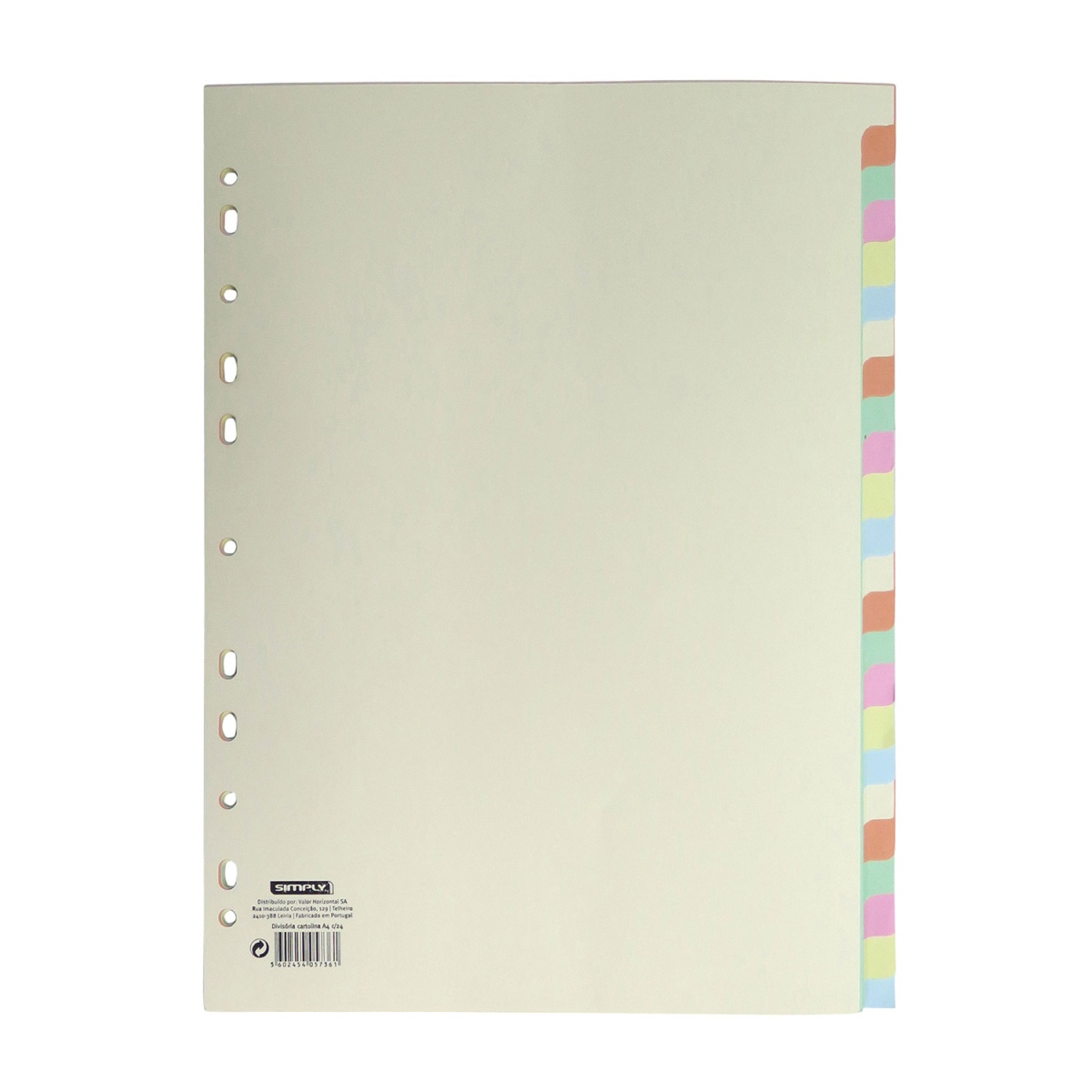 Separador cartolina A4 24 posições SIMPLY cores sortidas