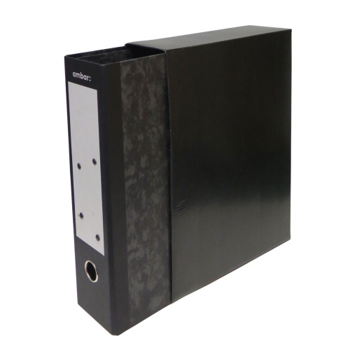 Pasta de arquivo morto com caixa alma?o lombada de 80mm preto AMBAR Classic