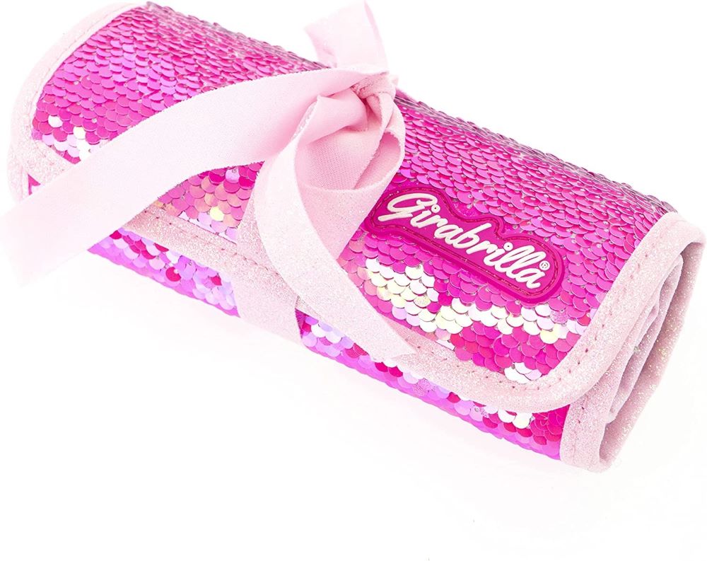 Estojo roll up com carga Nice Girabrilla rosa - 18 peças