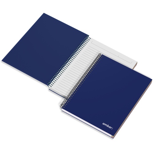 Caderno A5 capa azul espiral AMBAR Ideas pautado 80 folhas 70g