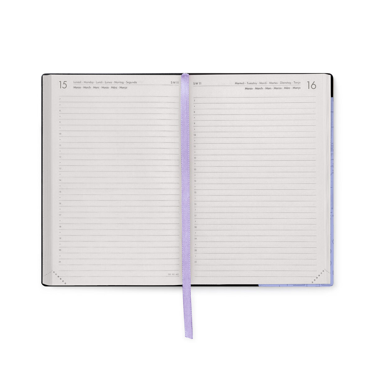 Agenda Diária Média de 12 Meses 2027 - Lilás Cósmico