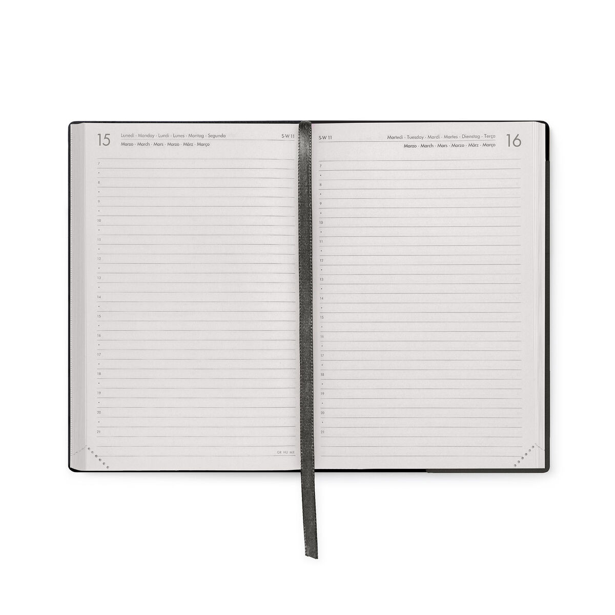 Agenda Diária Média de 12 Meses 2027 - Preto
