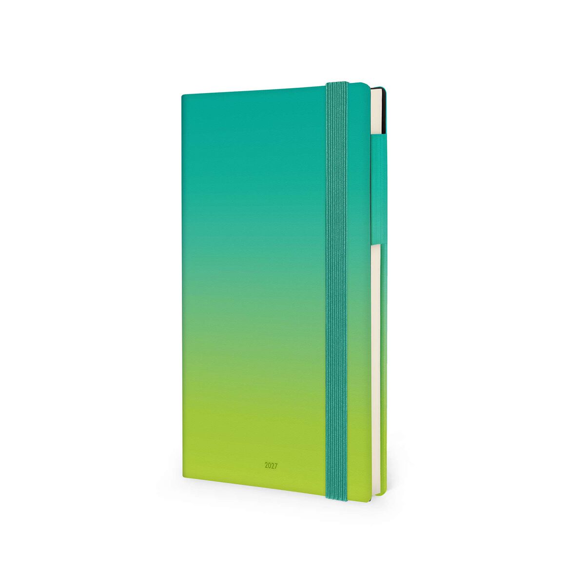 Agenda Semanal Média de 12 Meses 2027 - Tons de Verde