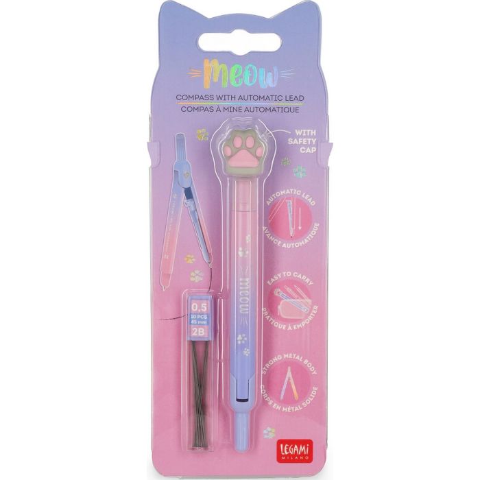 Compasso Escolar com Mina Automática Legami | Kitty Meow