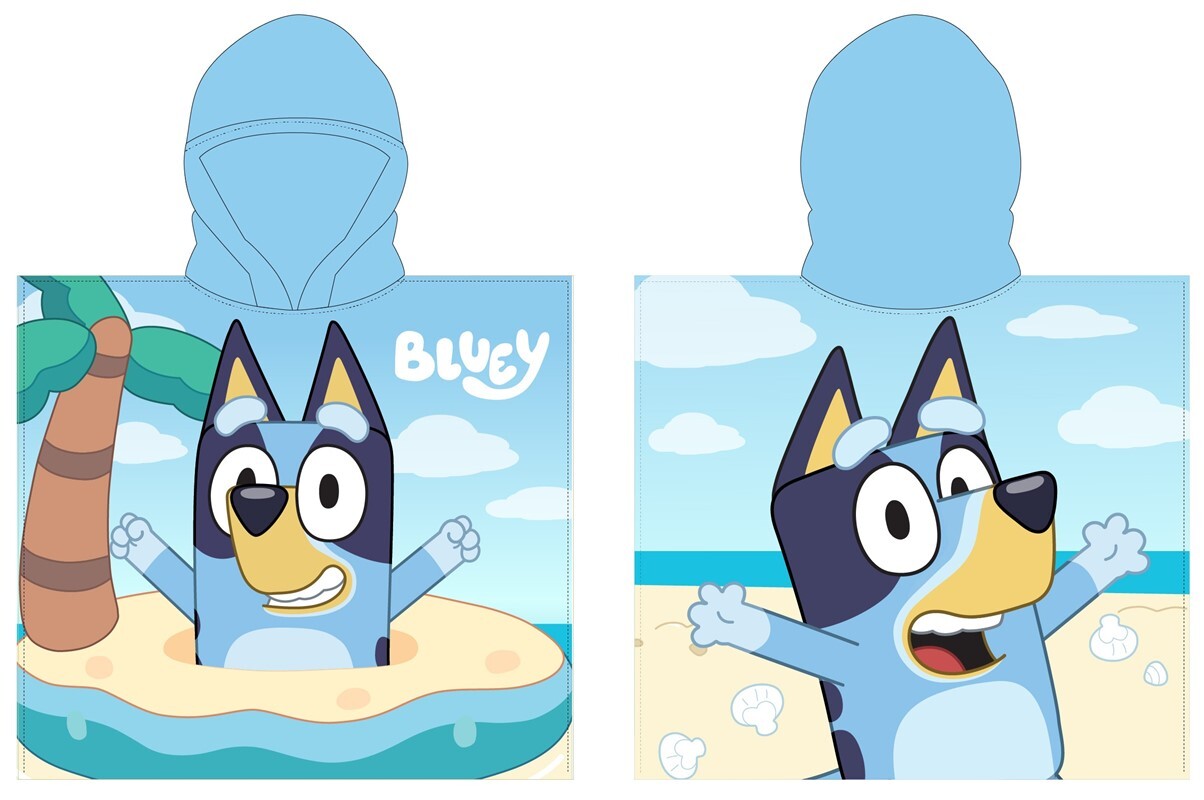 Poncho de Praia Bluey azul:55 x 110 cm
