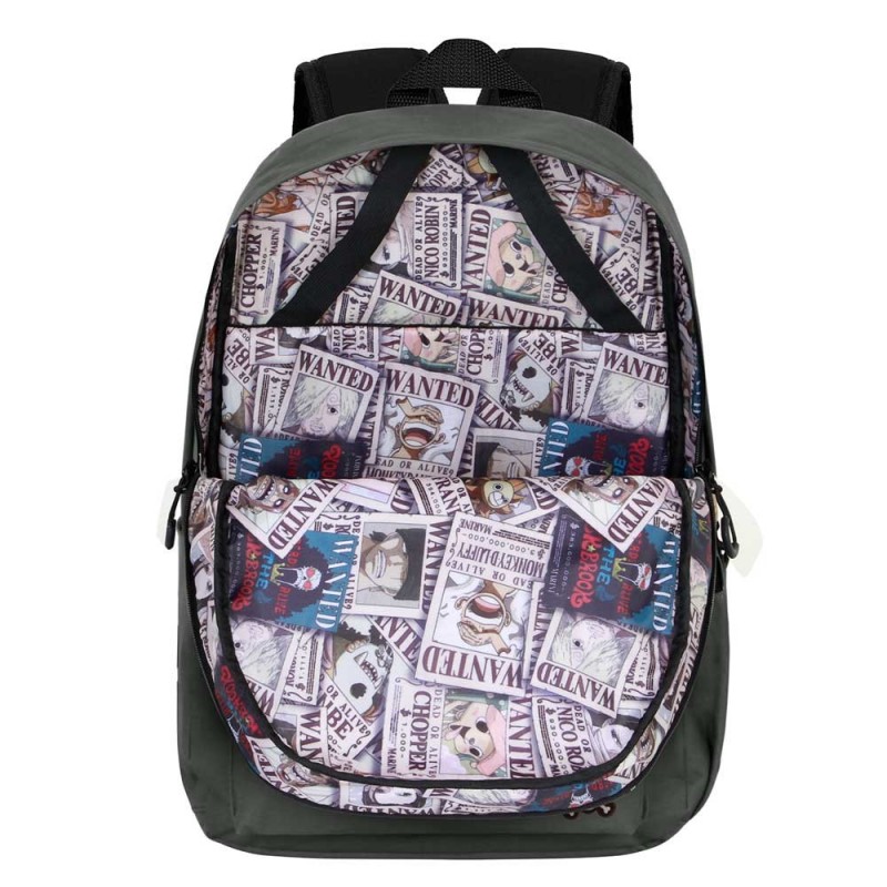 Mochila Cinza One Piece Morandi com Patch Decorativo