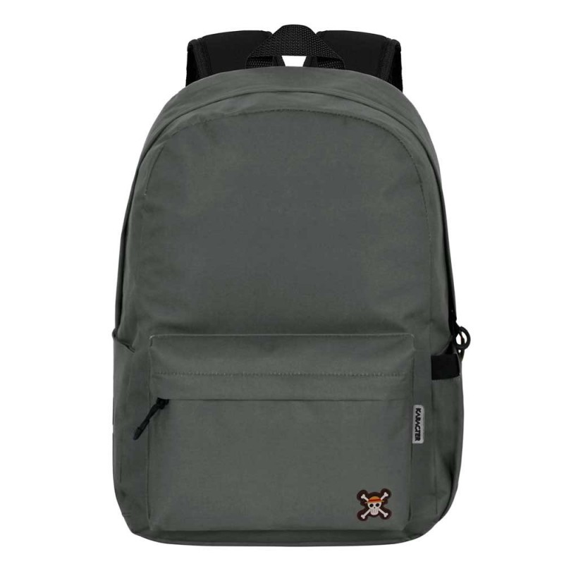 Mochila Cinza One Piece Morandi com Patch Decorativo