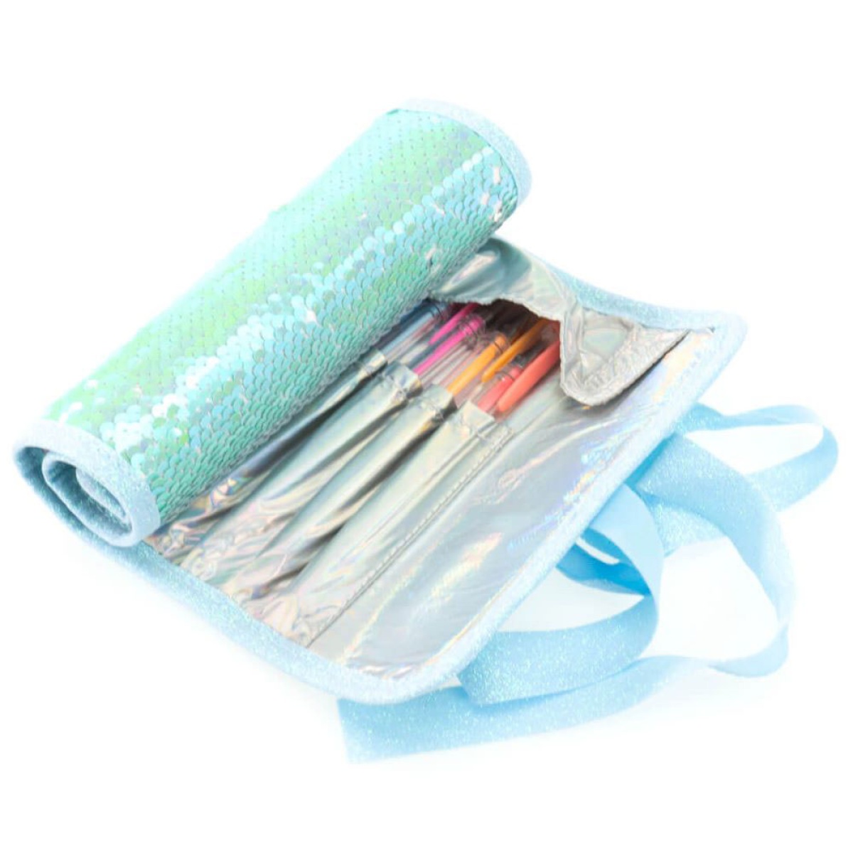 Estojo roll up com carga Nice Girabrilla azul - 18 peças