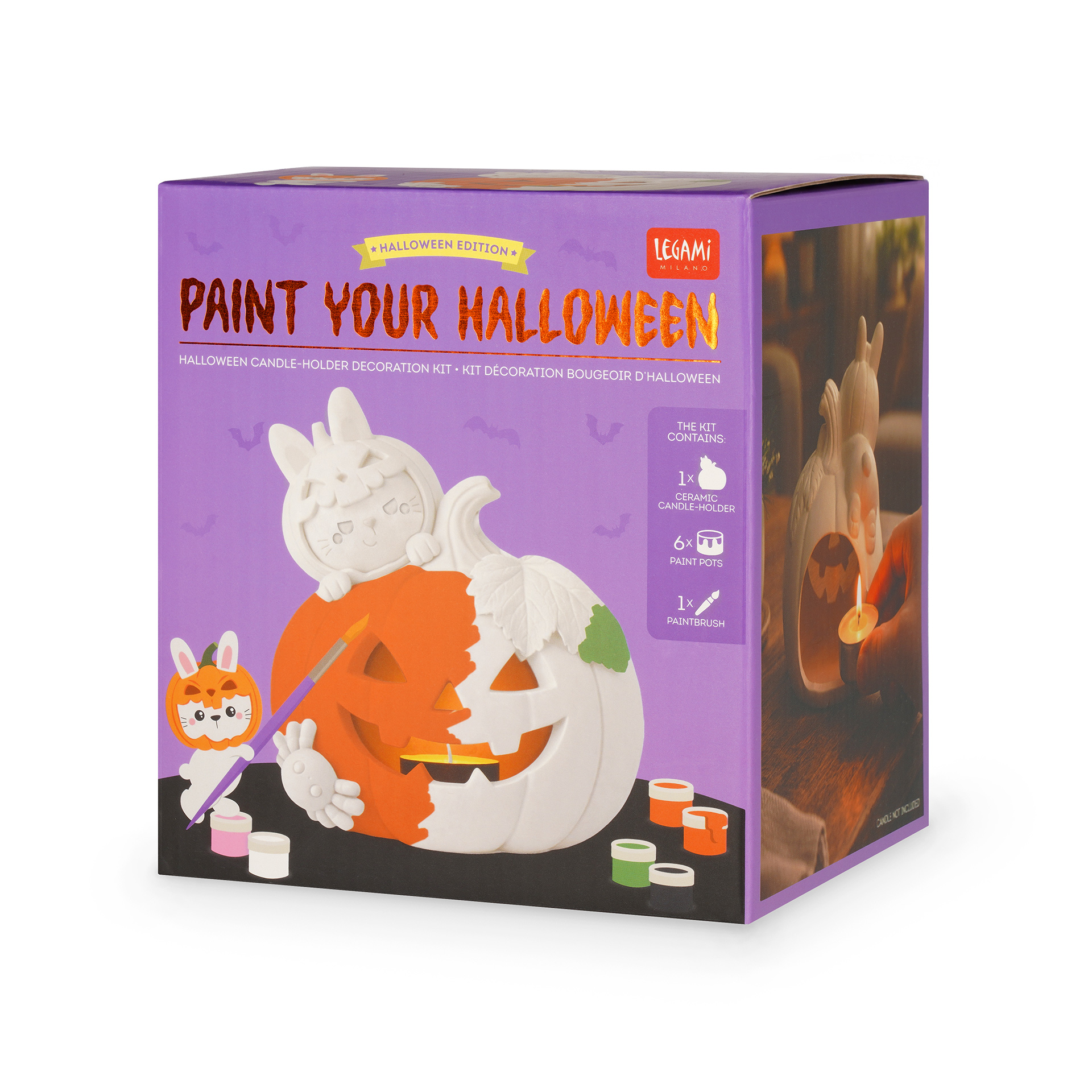 Pinta o teu Castiçal Abóbora de Halloween: Kit Completo